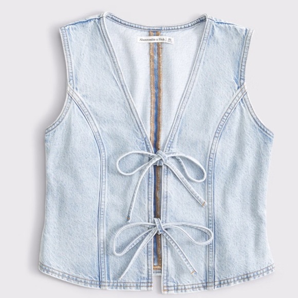 Abercrombie & Fitch Tops - Abercrombie and Fitch denim front tie vest light wash NWT